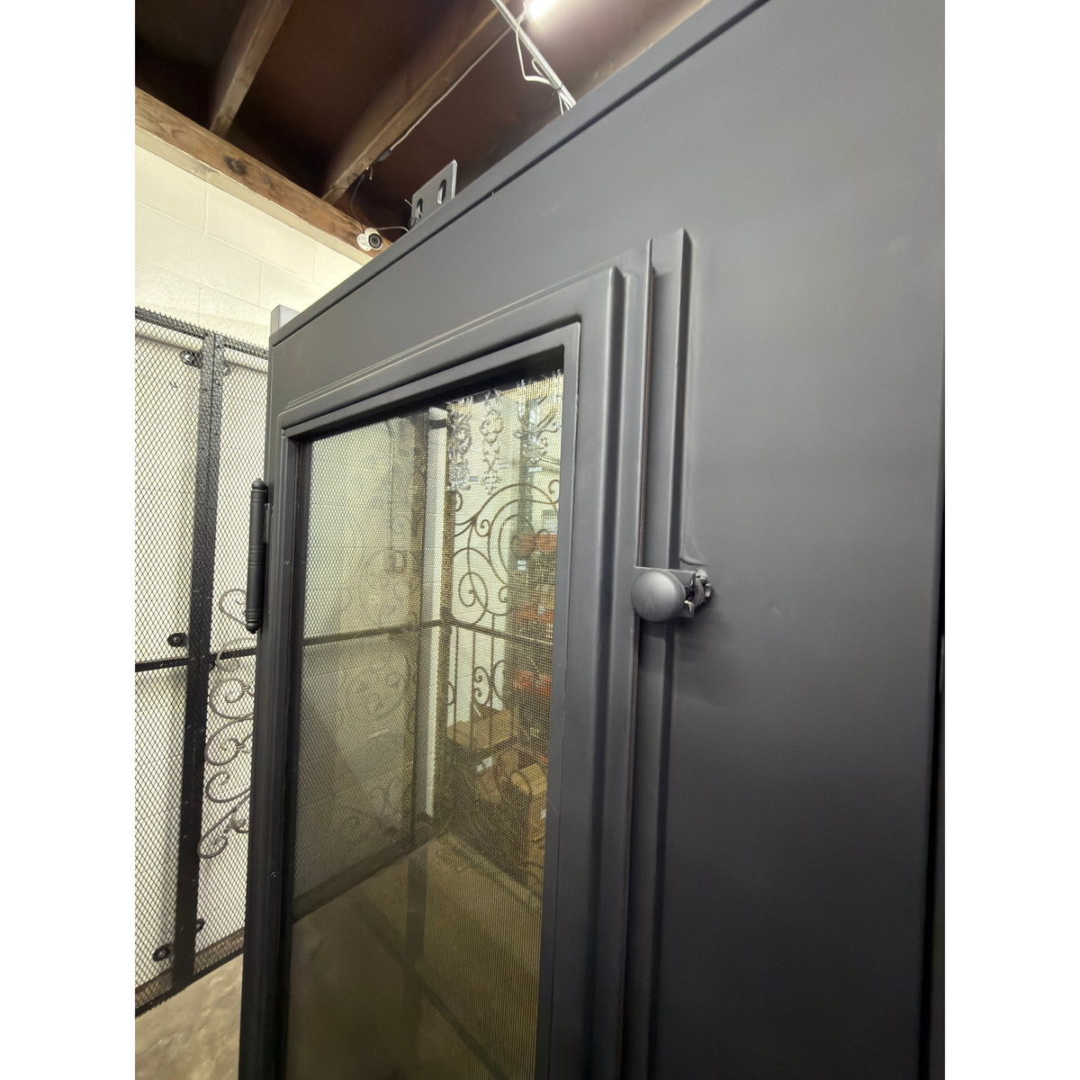 Black door with glass panel